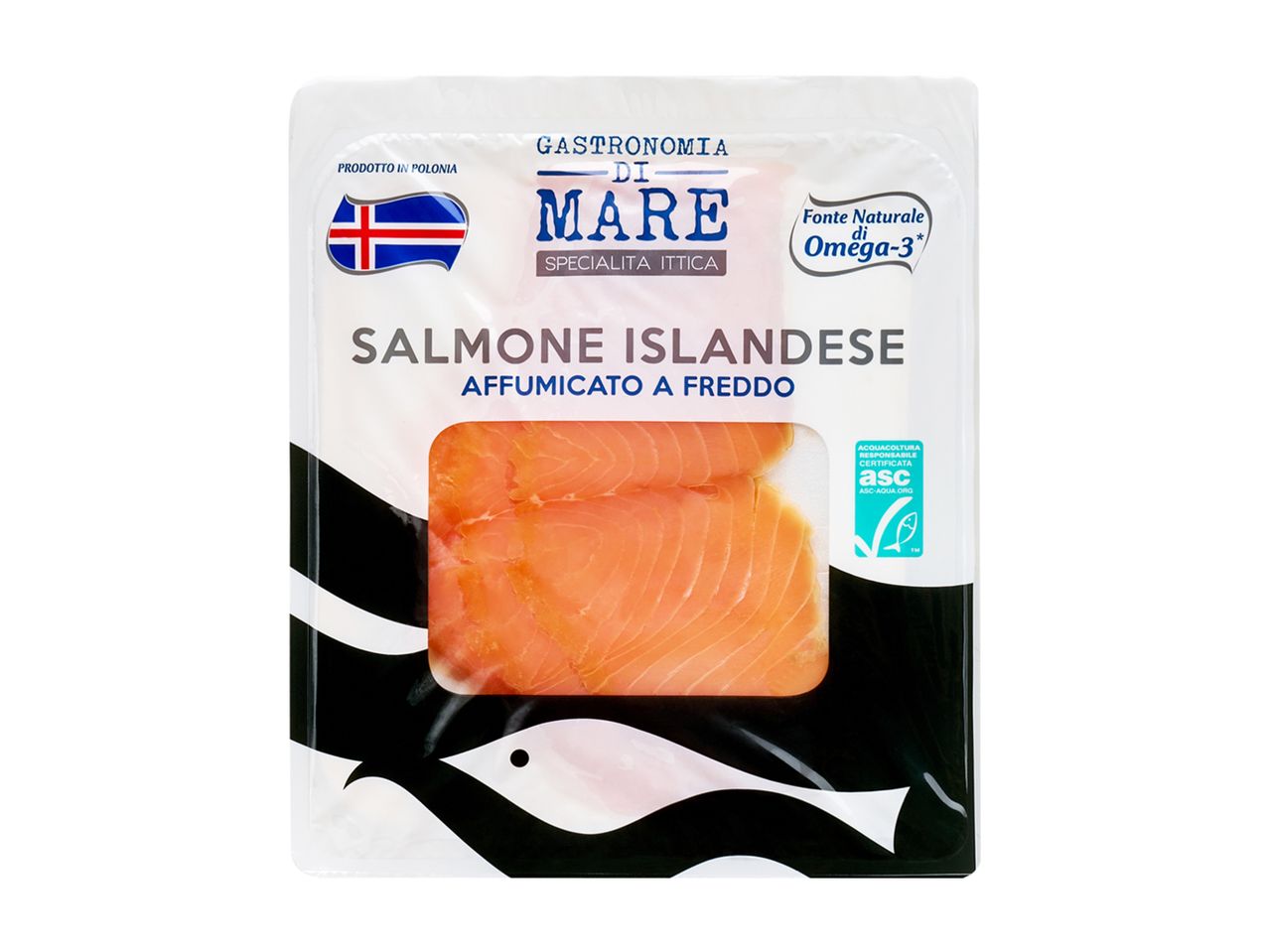 Confezione di salmone islandese affumicato a freddo Gastronomia di Mare.