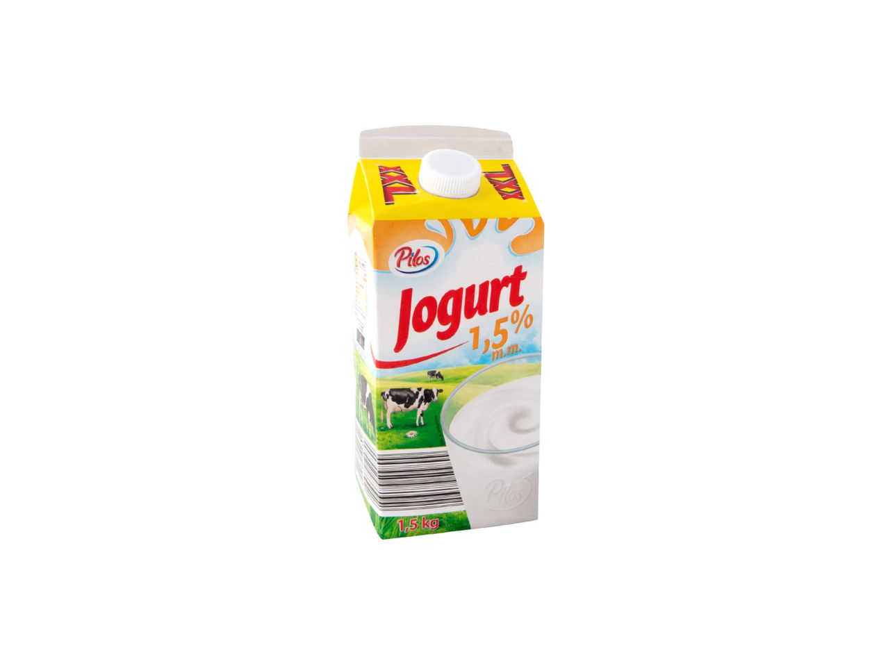 Pilos jogurt od 1,5% m.m. u kartonskoj ambalaži od 1,5 kg.