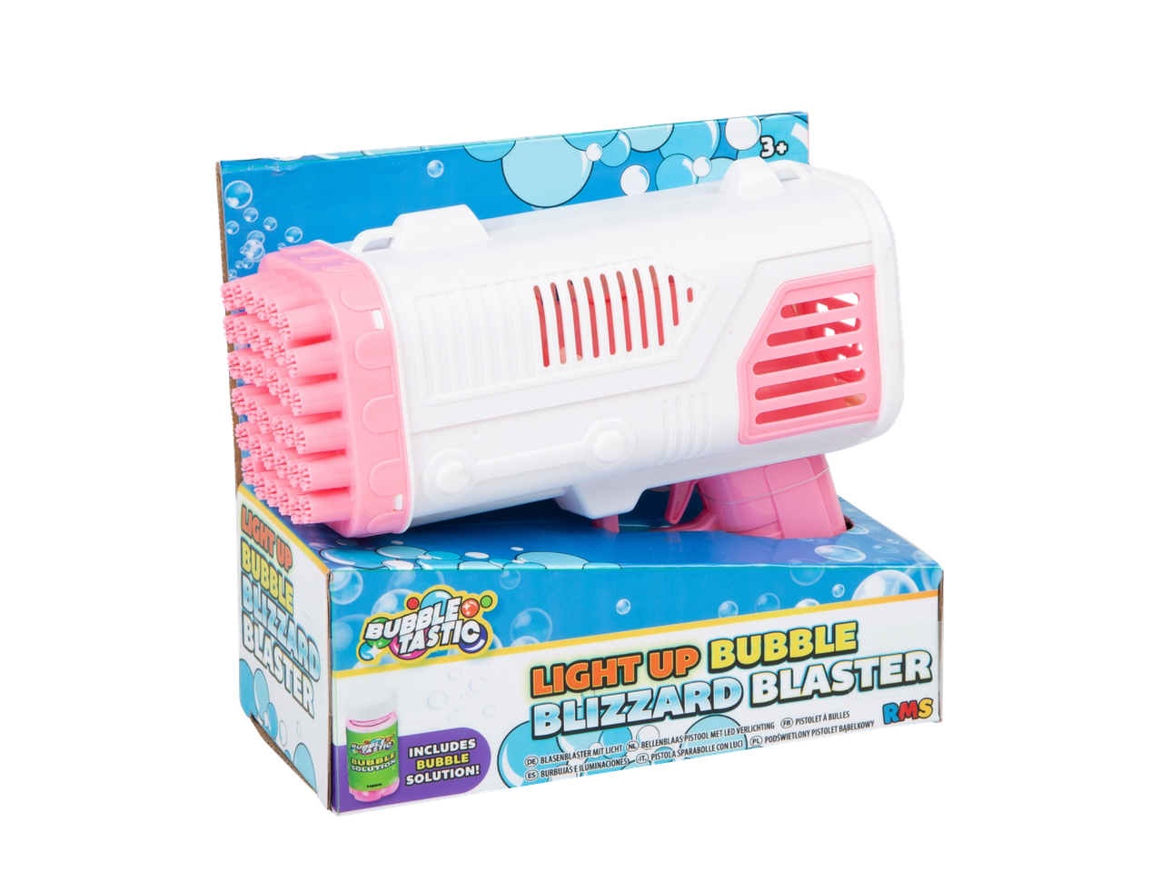 BUBBLETASTIC® burbulų pistoletas su šviesa, įeina burbulų tirpalas.