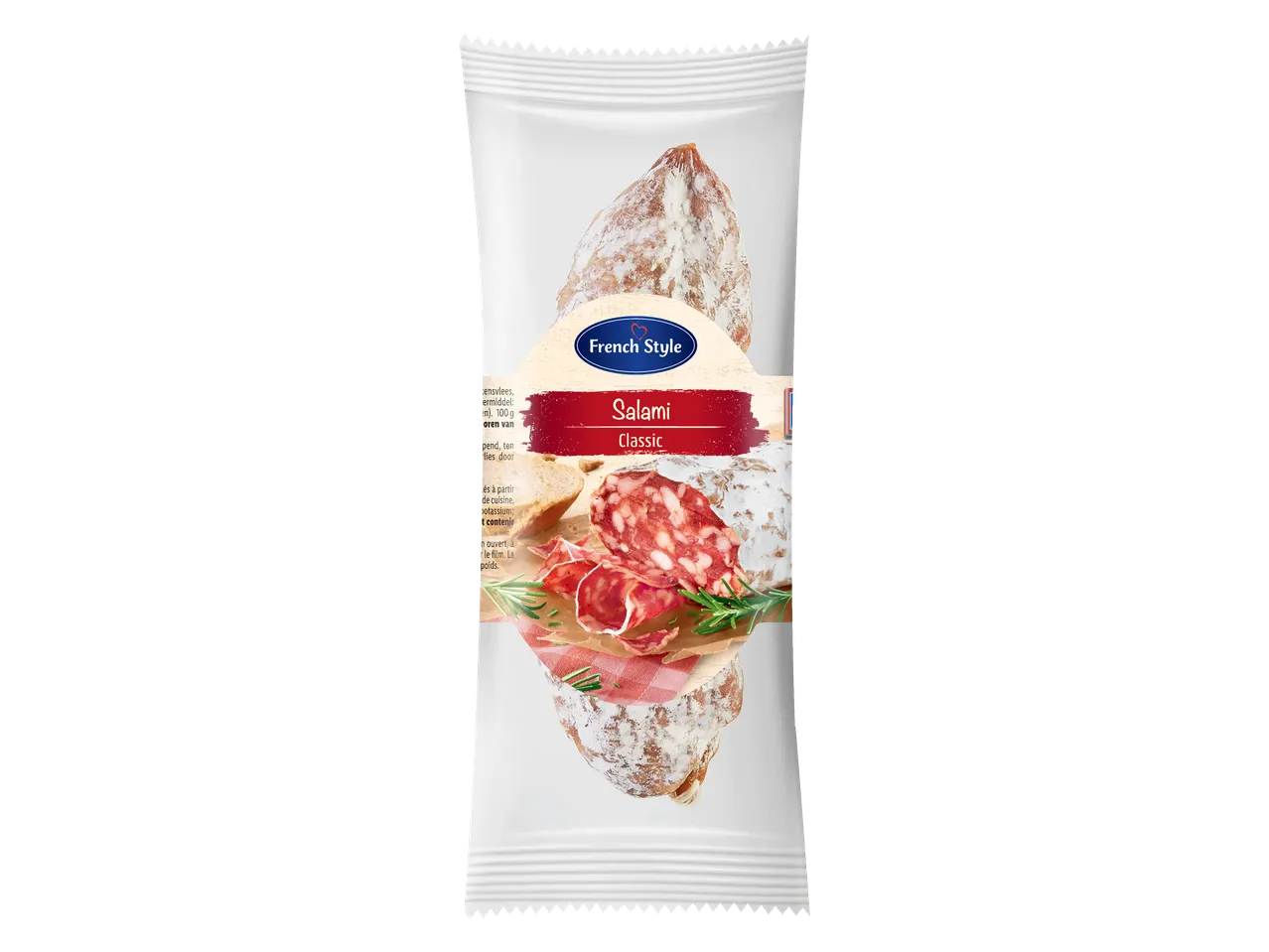 French Style Salami Classic in een verpakking.