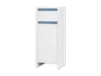 Ein schlanker, weißer Schrank mit zwei Ablagen.