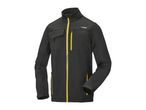 Black softshell jacket with yellow zippers and a Parkside logo