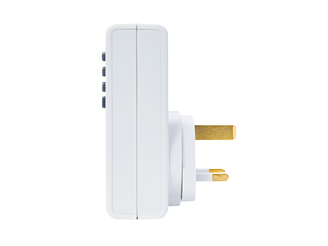 Tronic® plug adapter, side view, white with brass pins