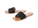 Esmeralda zwarte espadrilles: zomerse sandalen van gevlochten materiaal.
