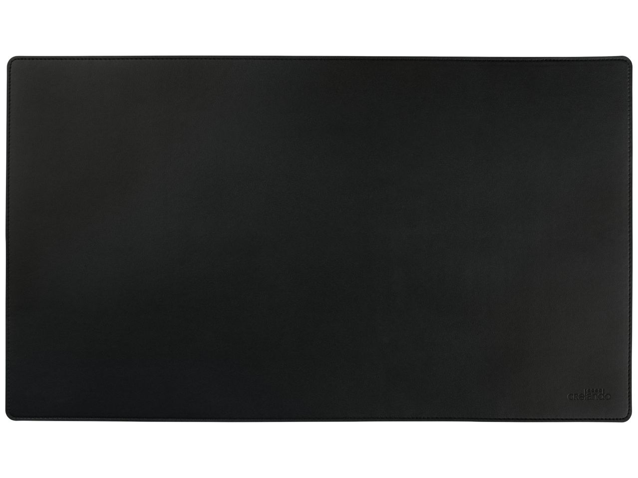 Tapis de souris noir avec logo Crelano en bas à droite