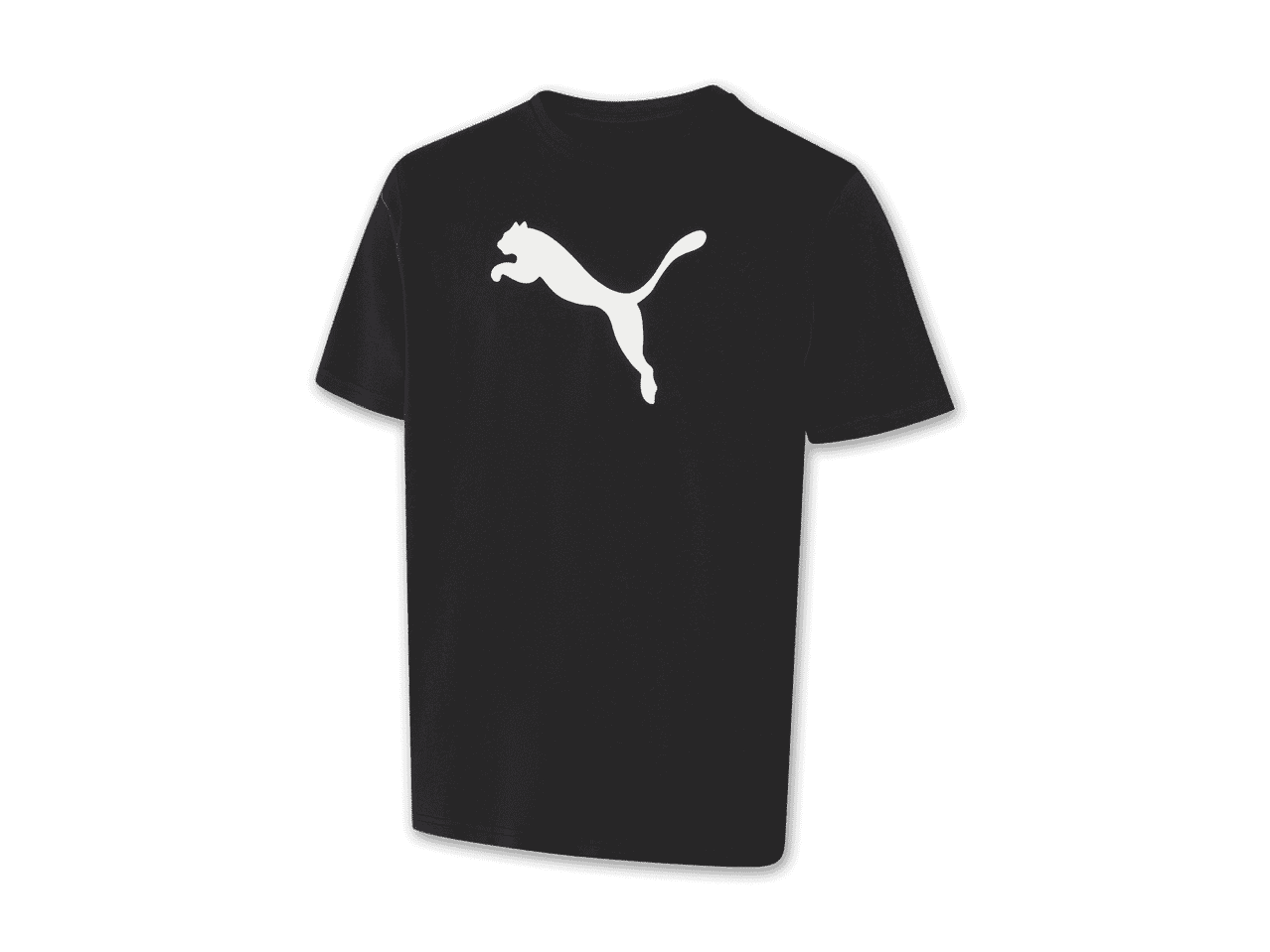 Schwarzes Puma T-Shirt mit weißem Puma-Logo.