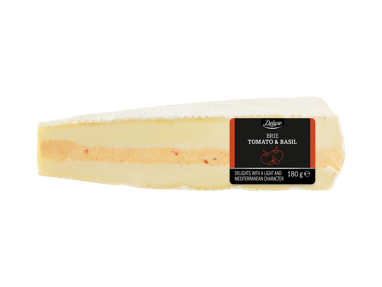 Deluxe Brie siers ar tomātiem un baziliku.