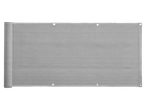 Livarno Balcony/Fence Privacy Screen, light grey, rolled up on the left, with grommets