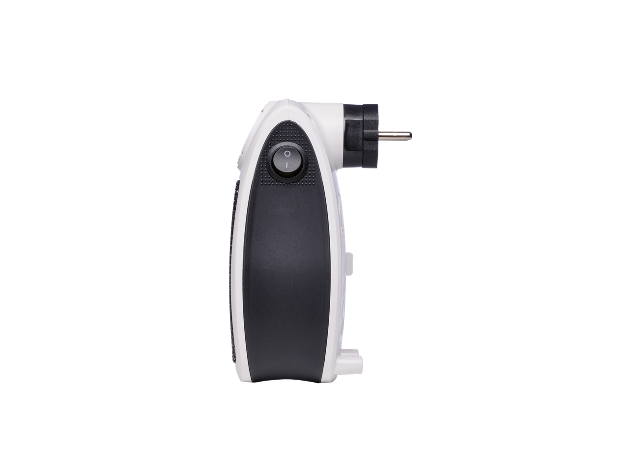 Aquecedor cerâmico de tomada TRONIC® com interruptor, preto e branco.