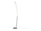 Modern curved LED floor lamp with a brushed metal finish