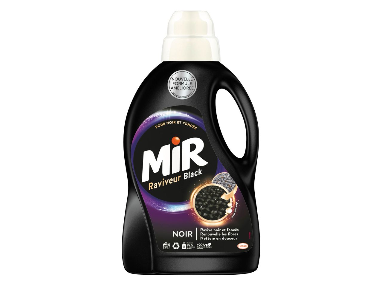 Détergent à lessive Mir Black pour raviver les noirs et les couleurs foncées.