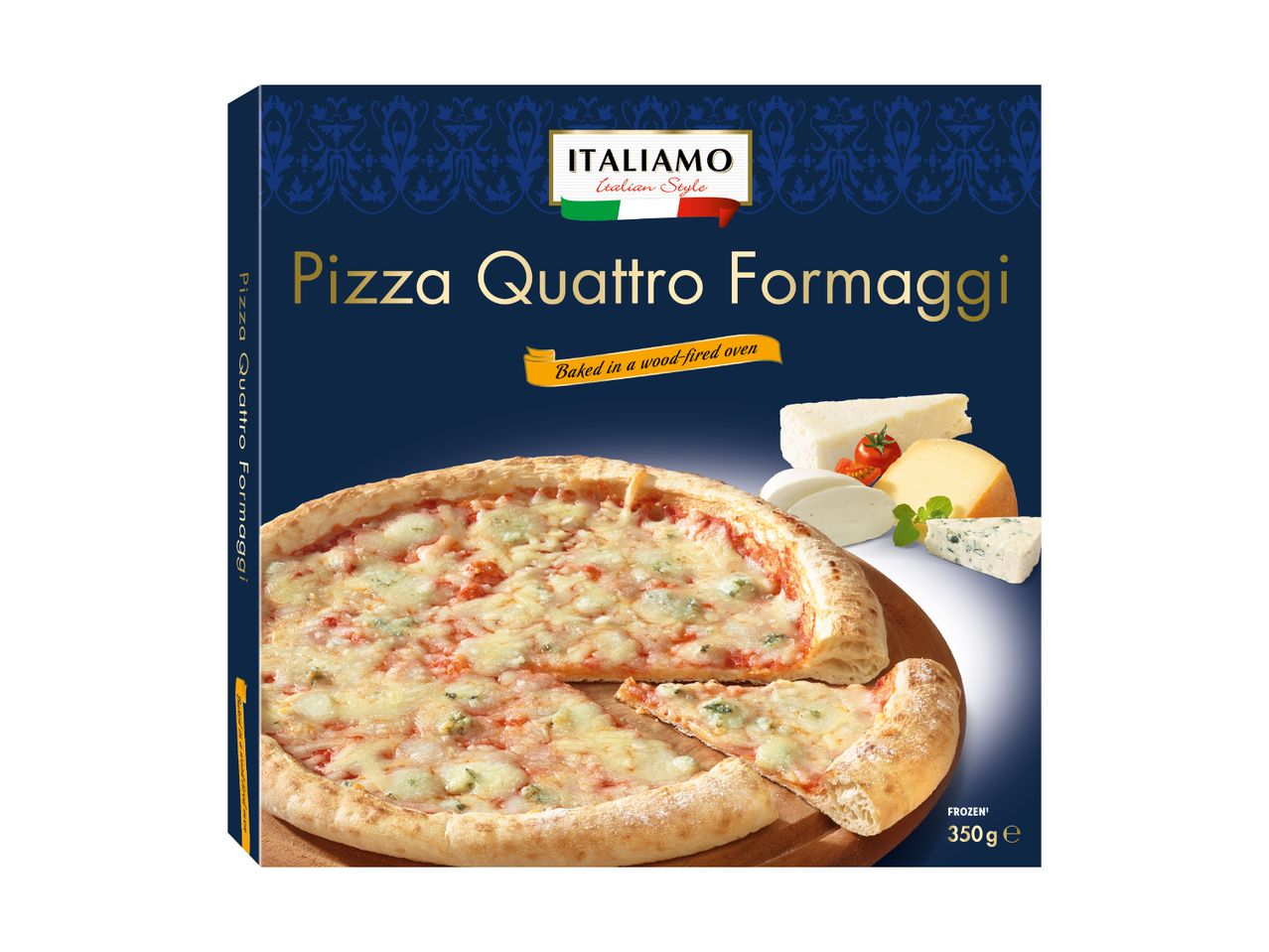 ITALIAMO Pizza Quattro Formaggi, baked in a wood-fired oven, 350g.