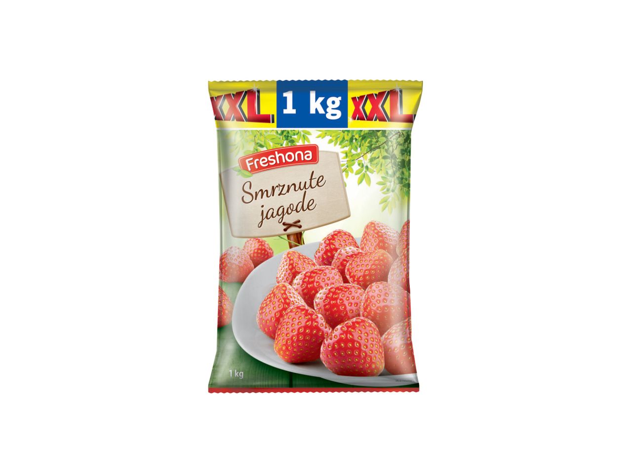 Pakovanje smrznutih jagoda Fresbona od 1 kg.