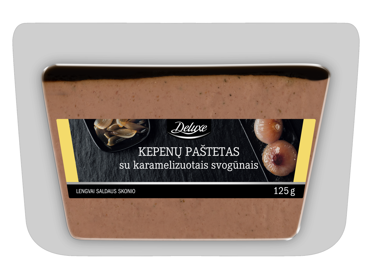 Deluxe kiaulių kepenų paštetas su karamelizuotais svogūnais, 125 g.
