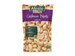 Un sachet de noix de cajou naturelles Alesto Selection, soulignant leurs bienfaits nutritionnels.