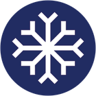 Frozen product symbol: white snowflake on a dark blue circle.