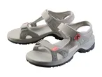 Pair of light grey women's sports sandals with pink accents