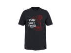 Tricou bărbătesc negru PARKSIDE cu imprimeu roșu și alb „YOU GOT THIS!” și o bormașină.