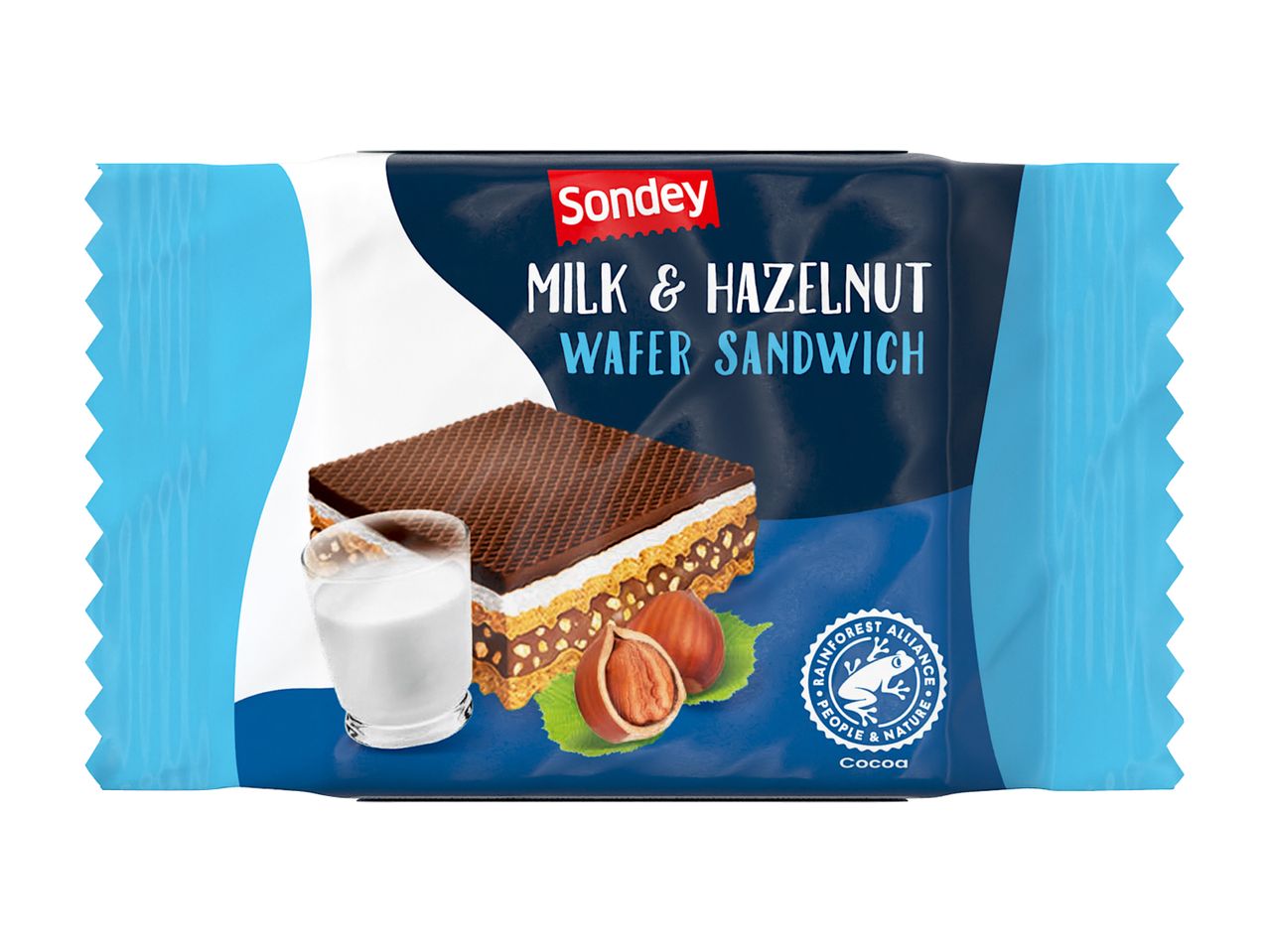 Sandora Milk & Hazelnut Wafer Sandwich individually wrapped.