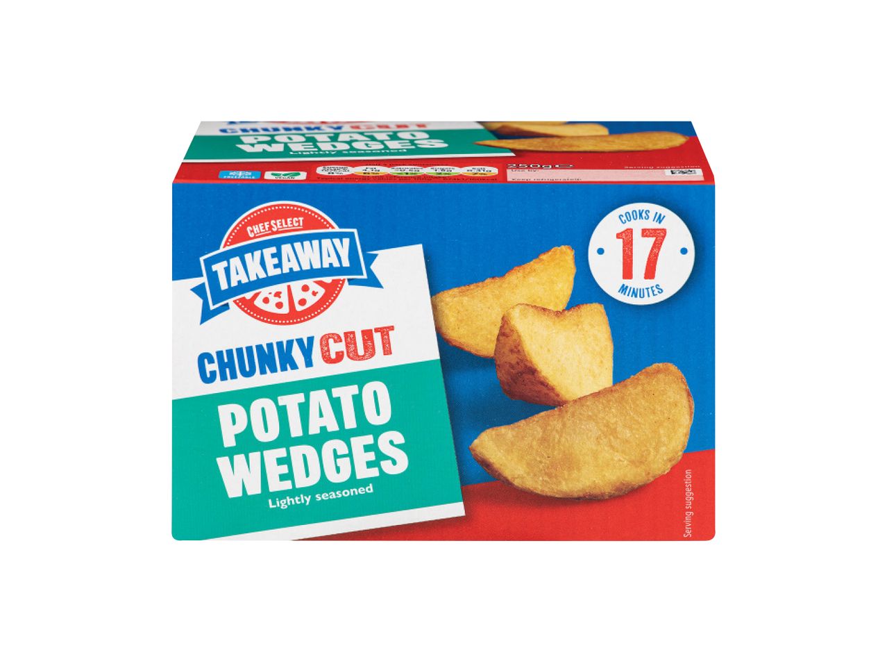 Chef Select Takeaway chunky cut potato wedges: crispy and tasty.