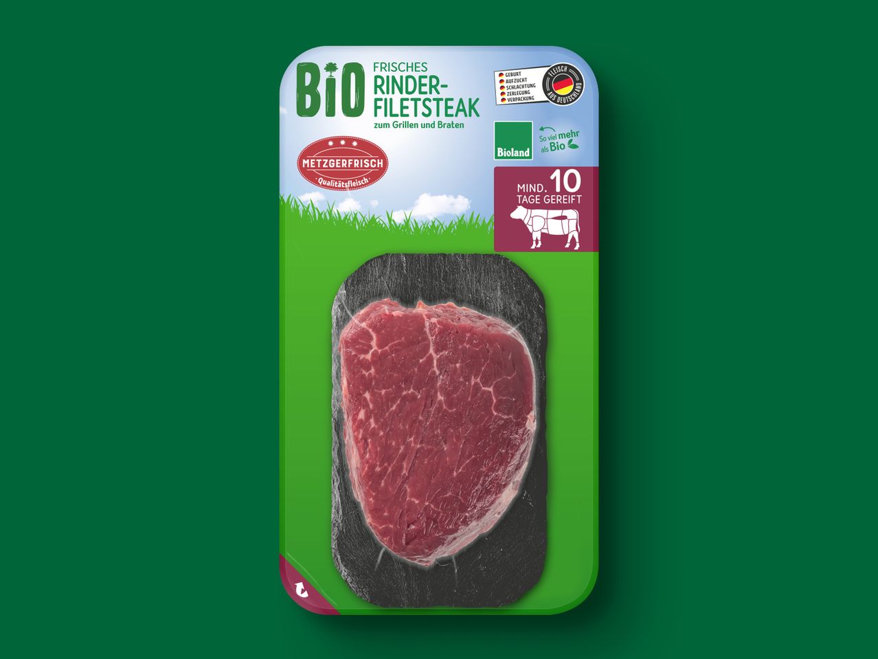 Bioland Bio Rinderfiletsteak, Metzgfrisch Qualität.