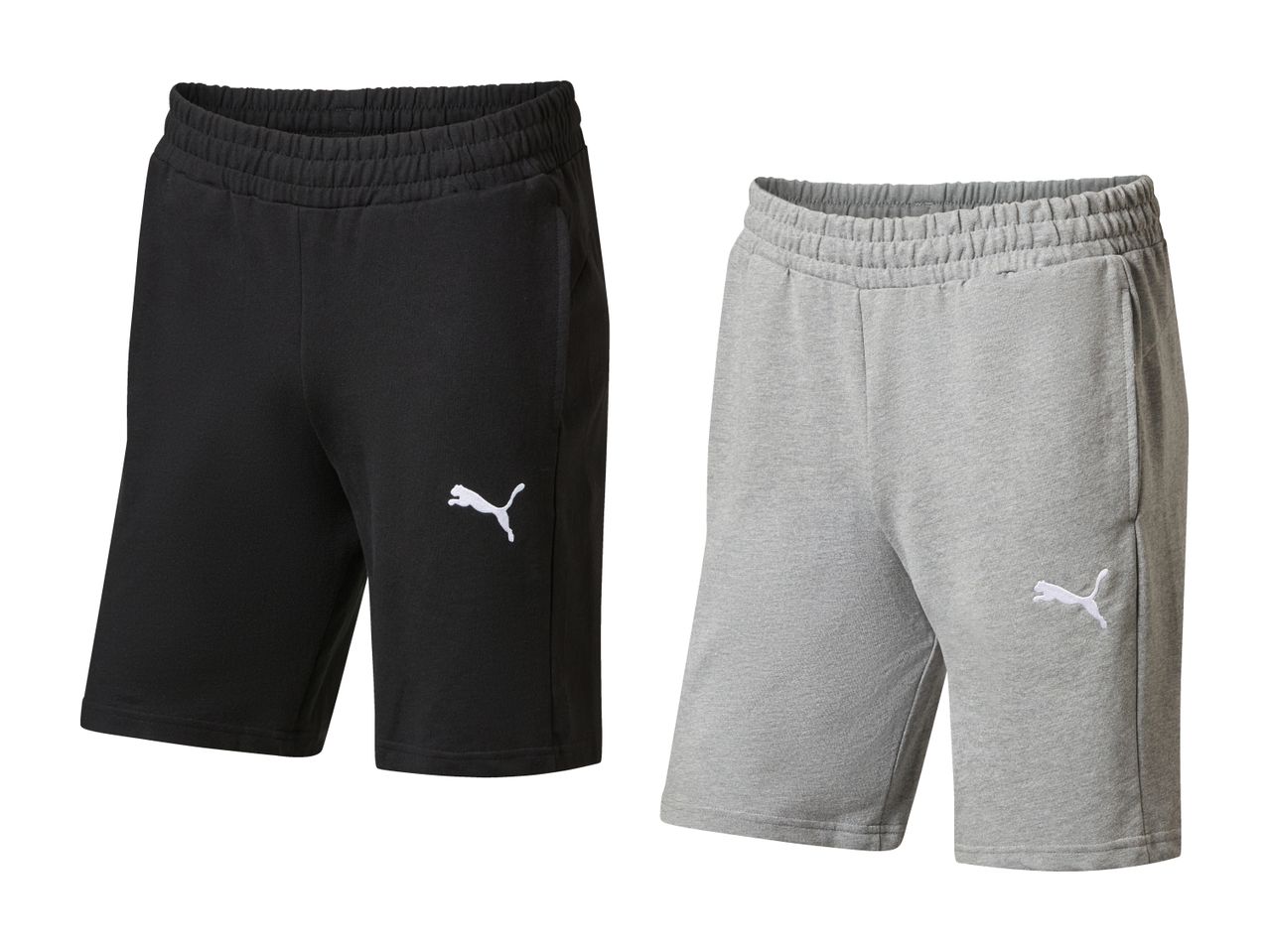 Schwarze und graue Puma Shorts für Herren.