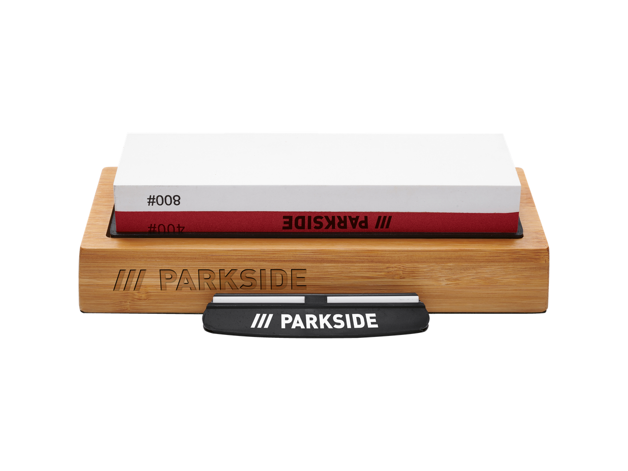 Двострани Parkside камена за оштрење на бамбусној подлози.