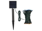 Luzes solares LIVARNO HOME com painel solar e um cordão de luzes LED multicoloridas.