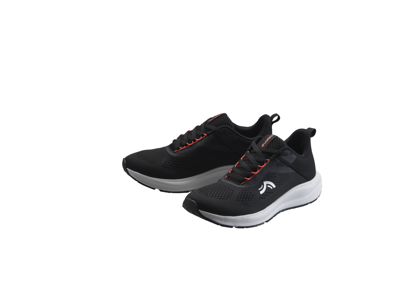 CRIVIT Ladies' Running Shoes in black with white soles and orange accents