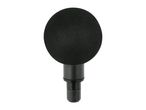 Black massage gun attachment with a spherical head on a white background.