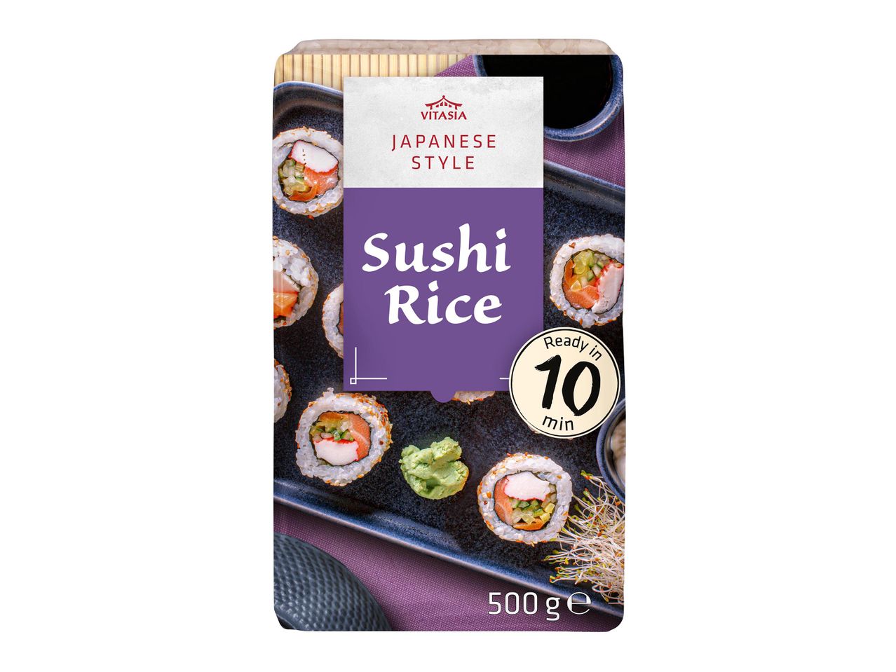 Vitasia japán stílusú sushi rizs csomagolása, 500g, 10 perc alatt elkészül.