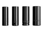 Four black impact sockets of varying sizes.