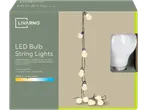 LED bulb string lights with 10 warm white bulbs, 8m total length, 3000K.