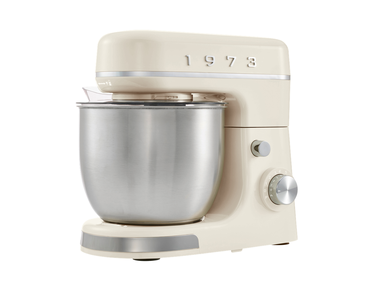 SILVERCREST® Stand Mixer in cream color with a stainless steel bowl.