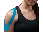 Woman with sensiplast® kinesiology tape on shoulder and neck.
