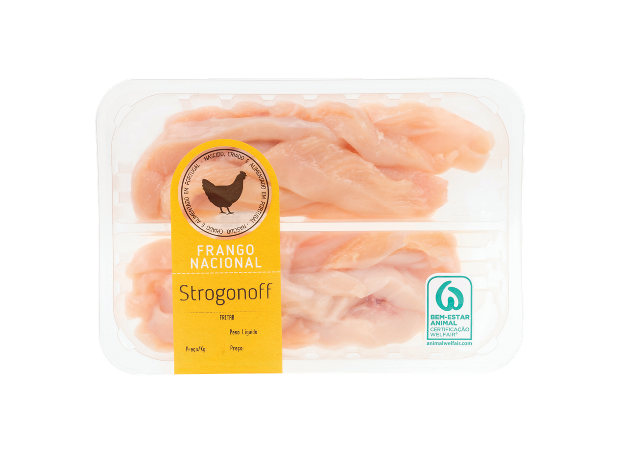 Peitos de frango frescos para estrogonofe, marca Frango Nacional.