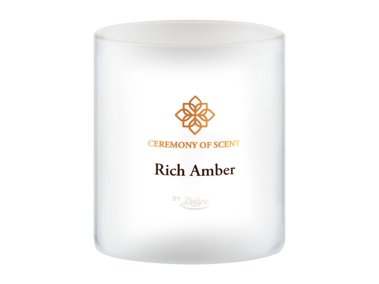 Rich Amber scented candle by Ceremony of Scent, Deluxe brand.