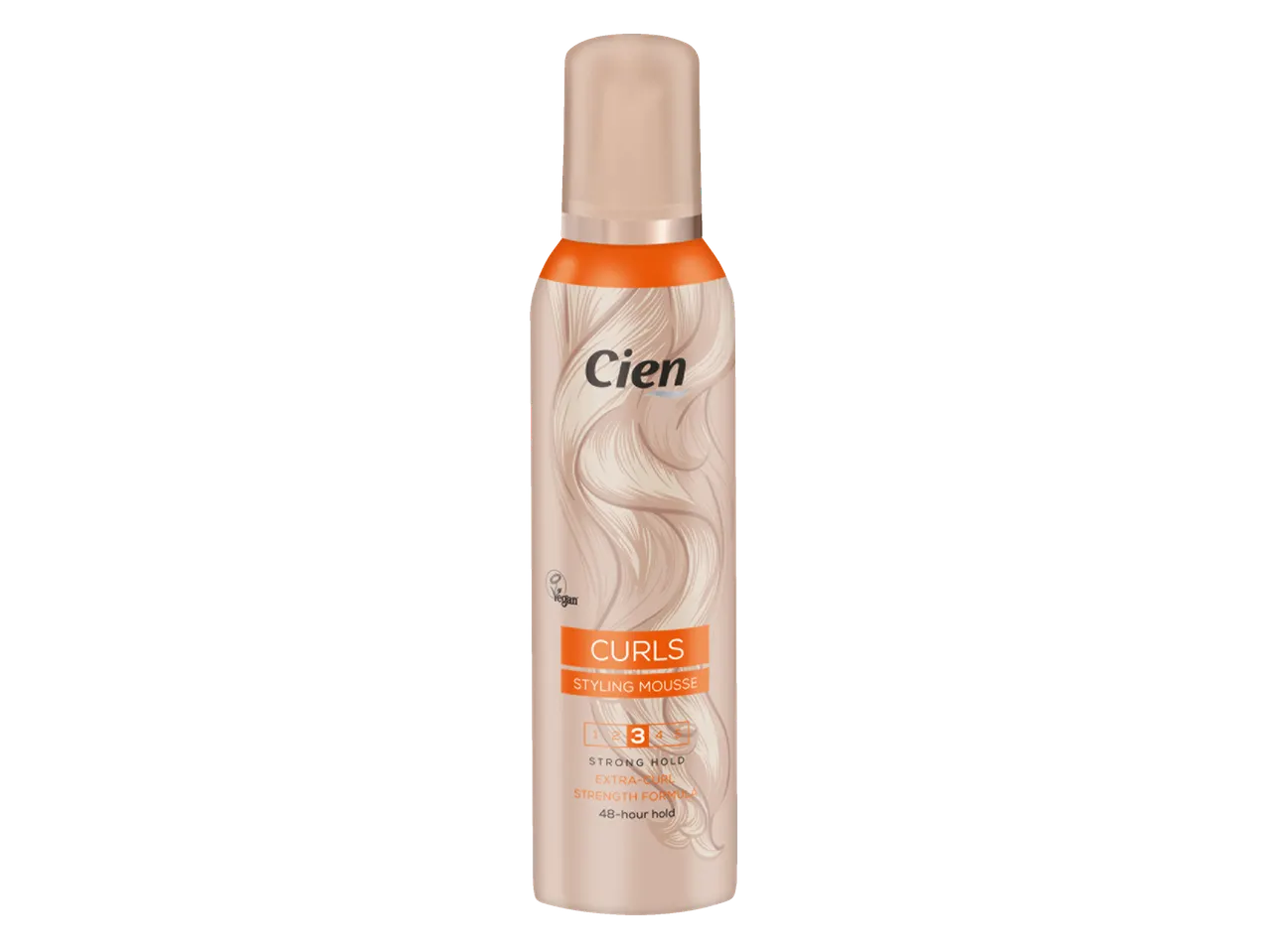 Spumă de styling Cien Curls, vegană, fixare puternică.