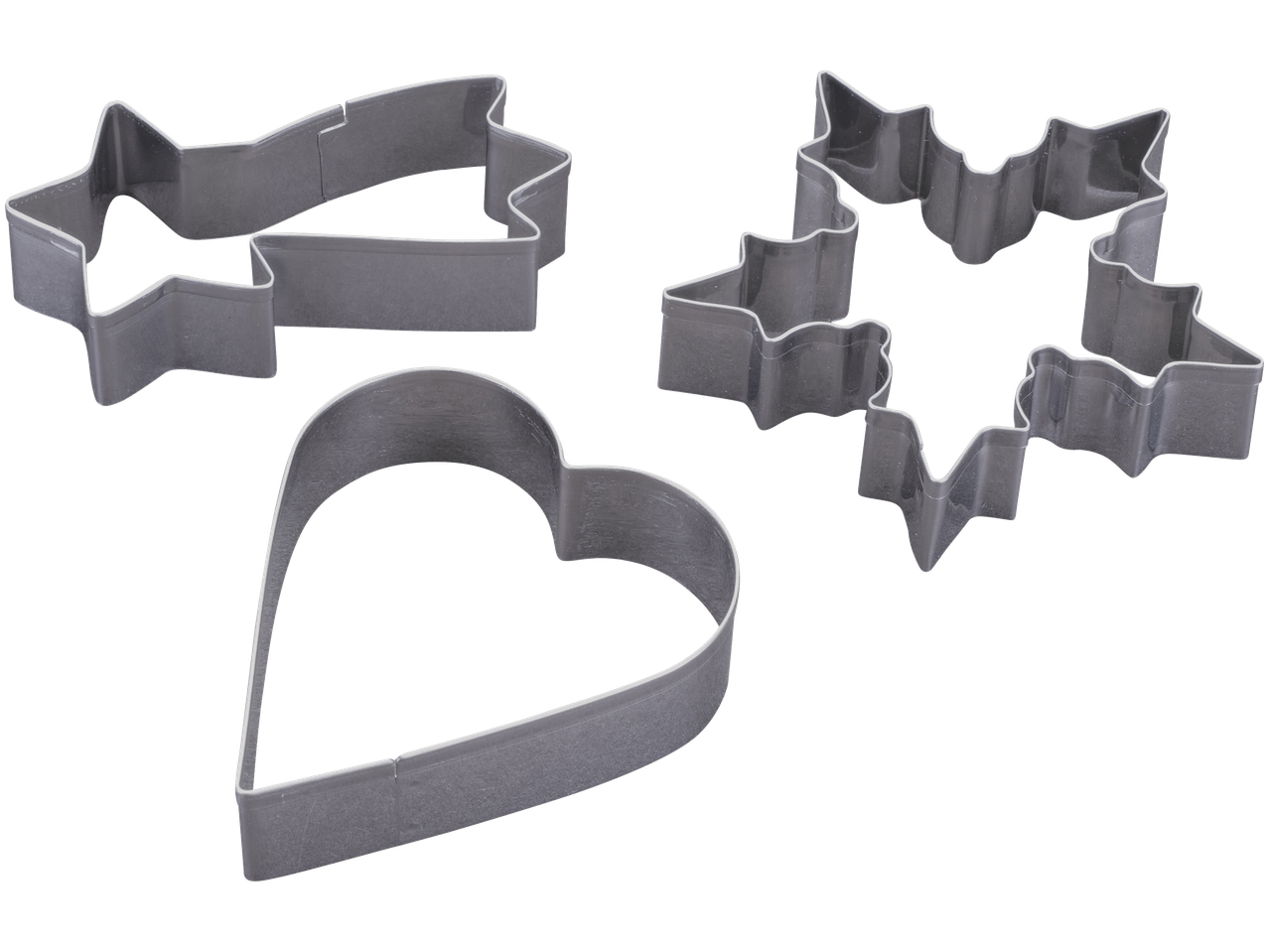 Trei forme de copt Zenker: stea, frunză de iederă și inimă.