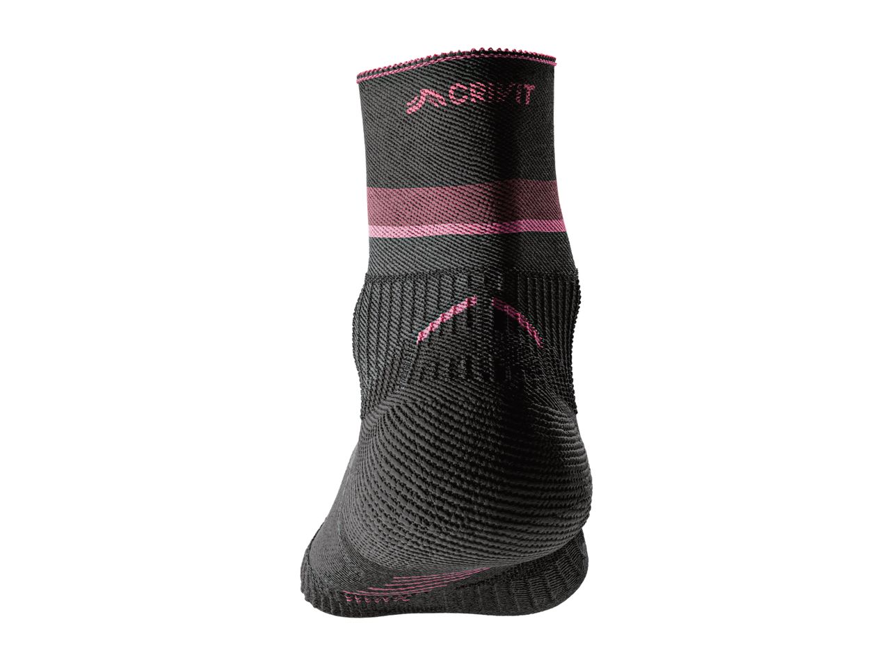 Crivit ankle socks in black with pink accents.