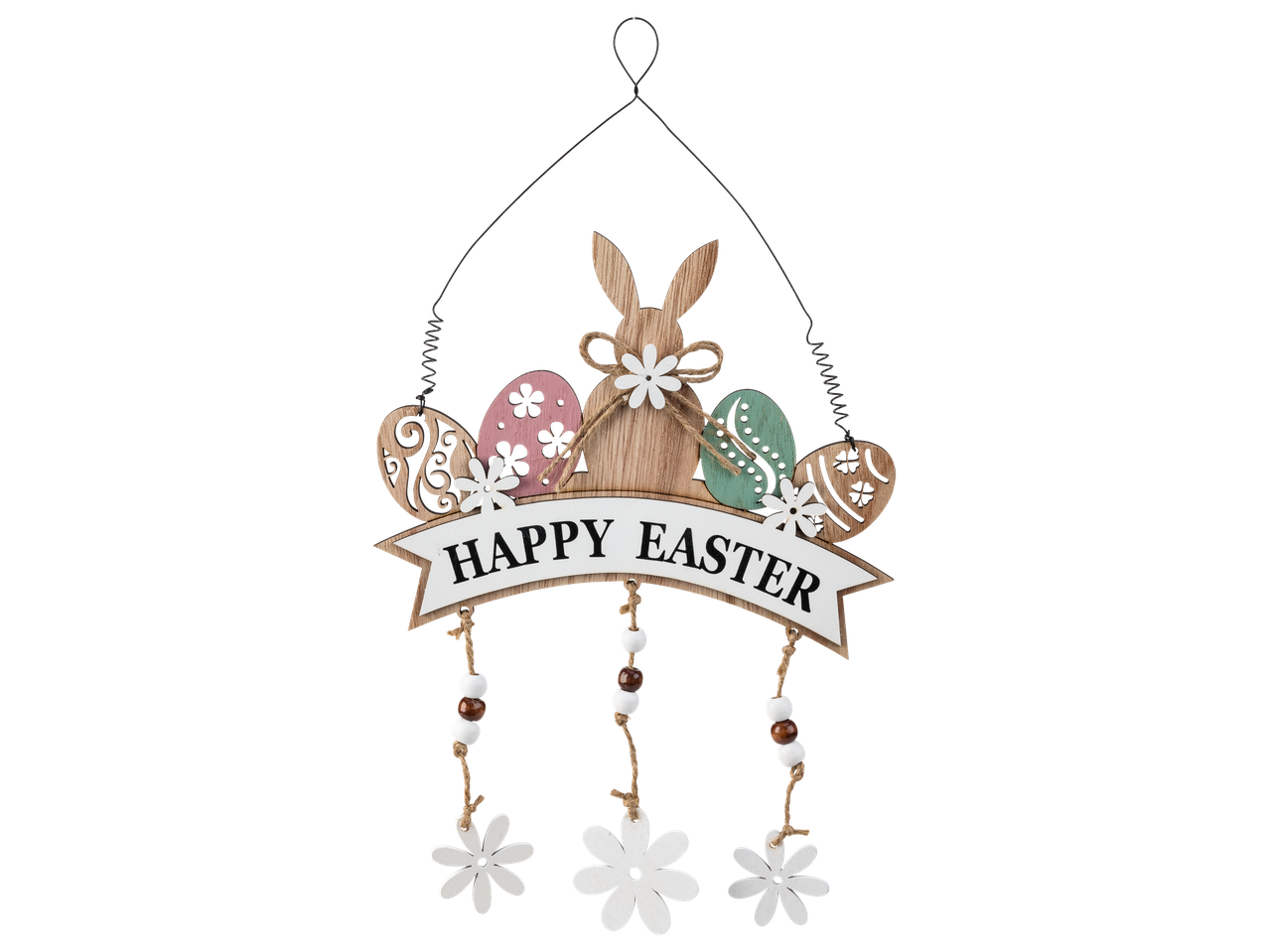 Puuviljast lihavõttekaunistus jänese ja munadega.