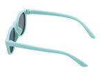 Light blue sunglasses with dark lenses, viewed from the side.