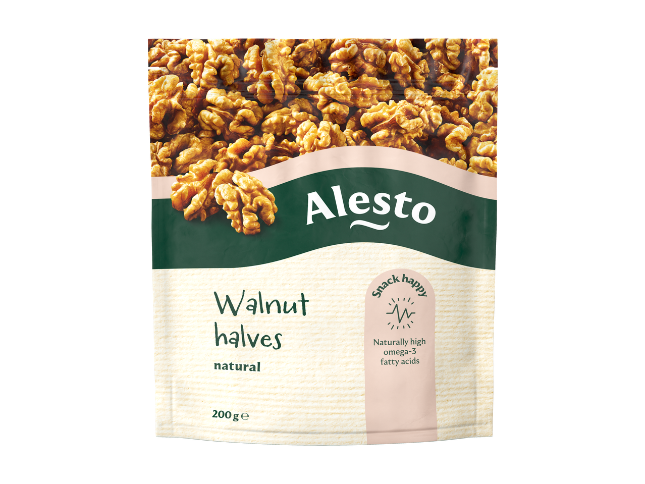 Alesto орехови ядки, естествени половинки, 200g, богати на омега-3.