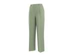 Calças femininas ESMARA verde claro com pregas frontais.