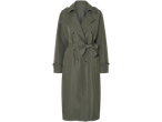Groene getailleerde double-breasted trenchcoat.