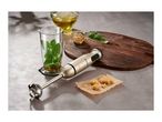 SILVERCREST hand blender with ingredients for pesto: basil, pine nuts, olive oil, and parmesan.