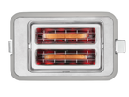 Silvercrest toaster with two slices of toast, top view.
