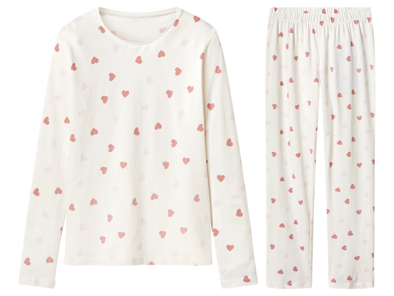 Детска пижама от две части с щампа на сърца.