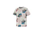 T-shirt branca infantil com padrão de cães e escudos