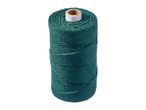 Spool of dark green garden twine on a white background